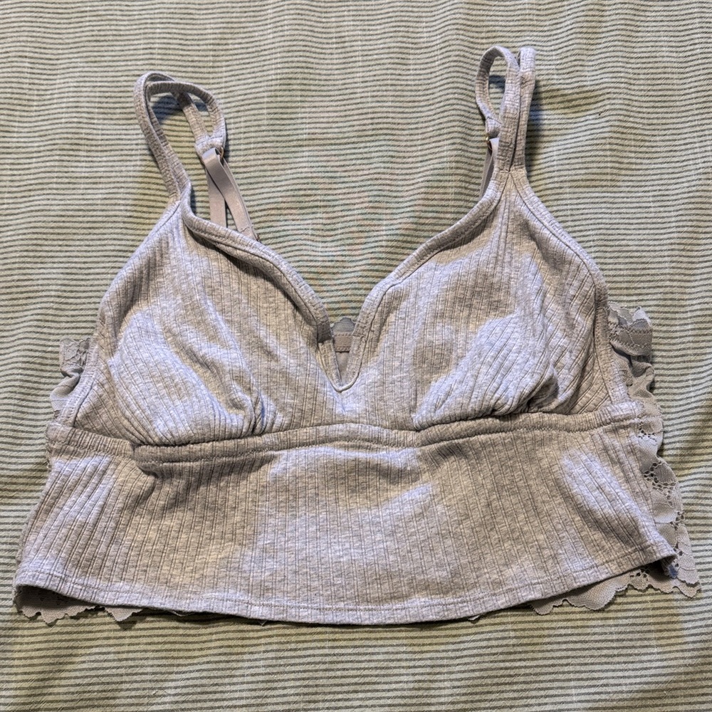 Aerie Gray Ribbed Bralette